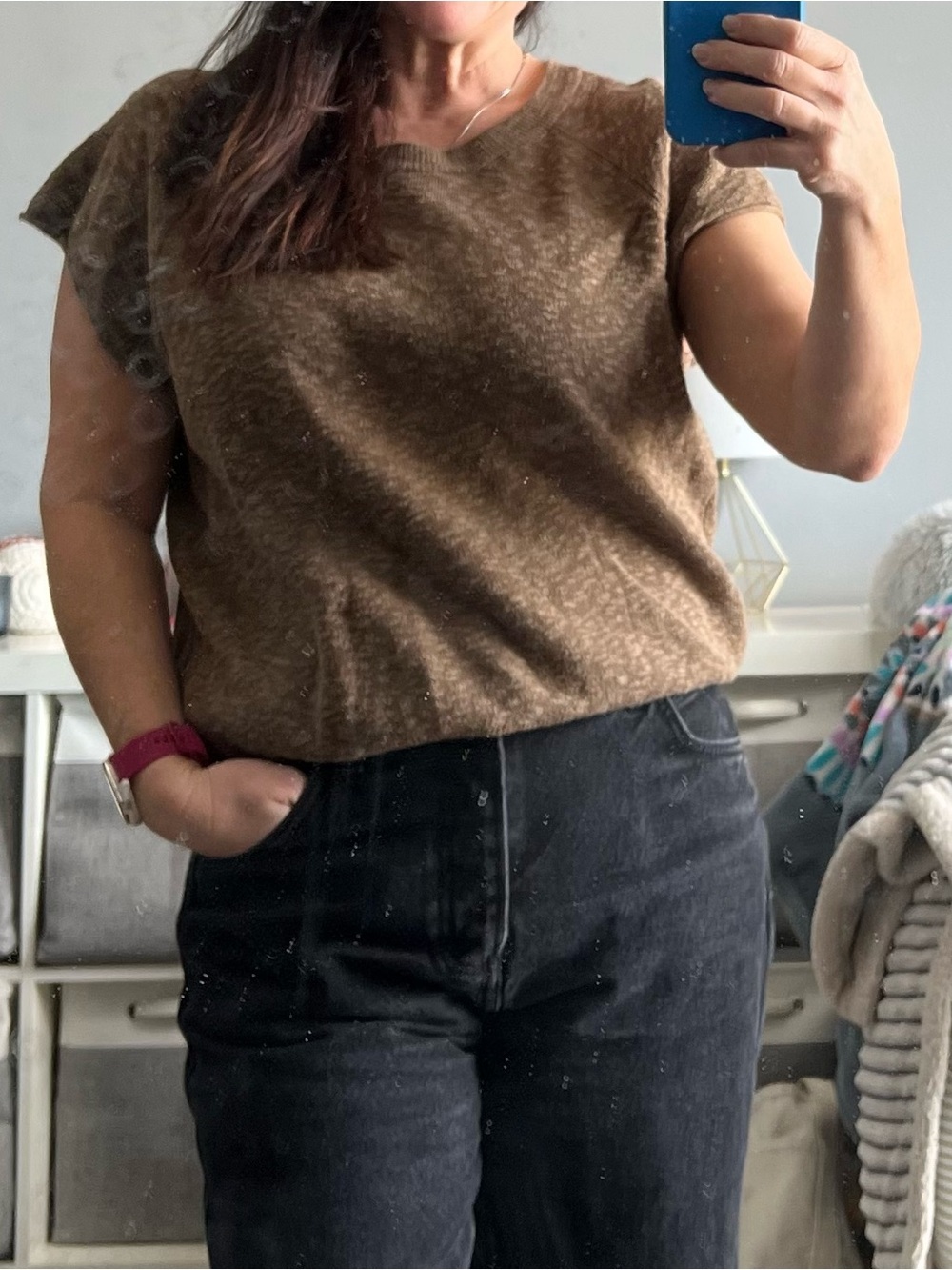By Together Women’s Light Brown, ca sleeve, Knit Sweater